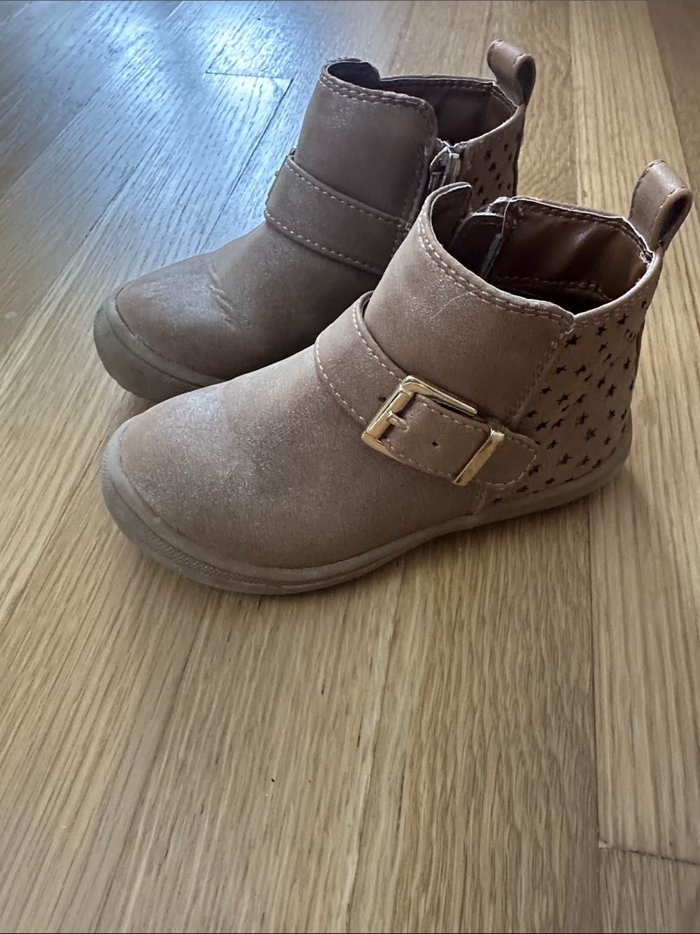 Nina Girls Tan Ankle Boots with Gold Buckle